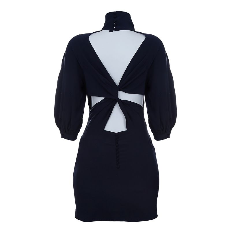Vestido-Louis-Vuitton-Seda-Azul-Marinho-