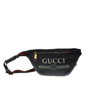 Pochete Gucci Logo Couro Preta