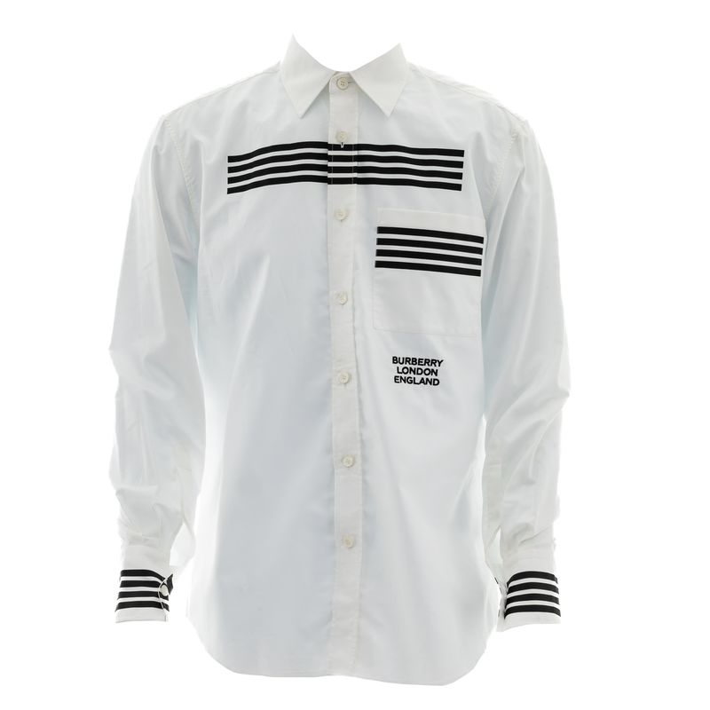 Camisa-Burberry-Algodao-Branca-Listras-Pretas