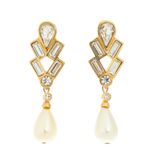 Brinco-Swarovski-Pendente-Esfera-Perolada-e-Cristais-Dourado