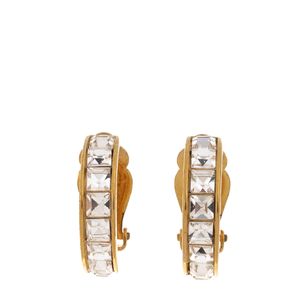 Brinco de Pressão Swarovski Meia Argola Cristais Dourada