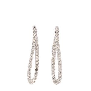 Brinco Swarovski Comprido Cristais Prateado