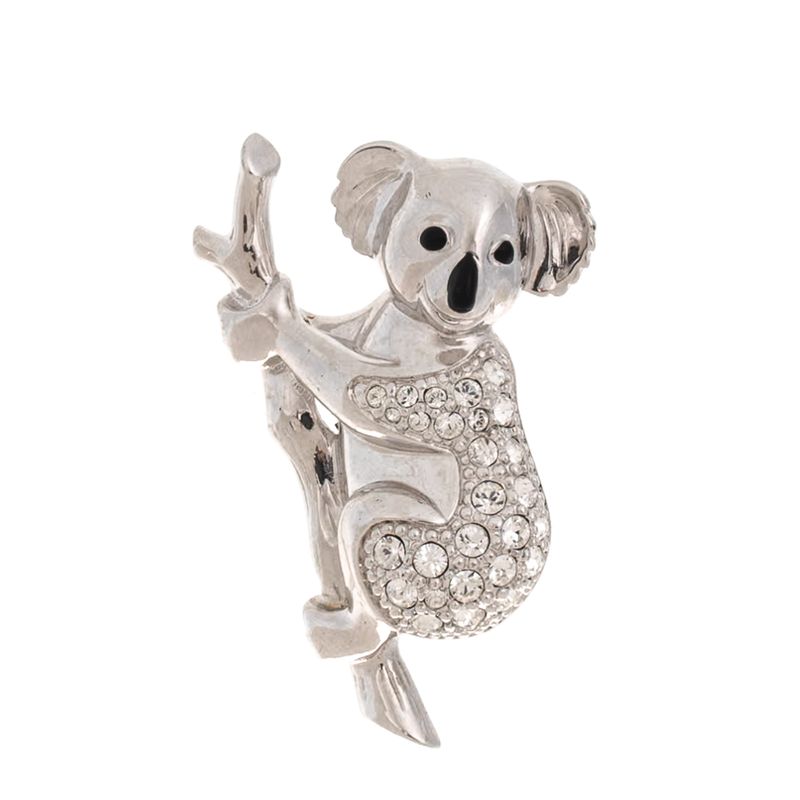 Broche-Swarovski-Coala-Prateado-com-Cristais