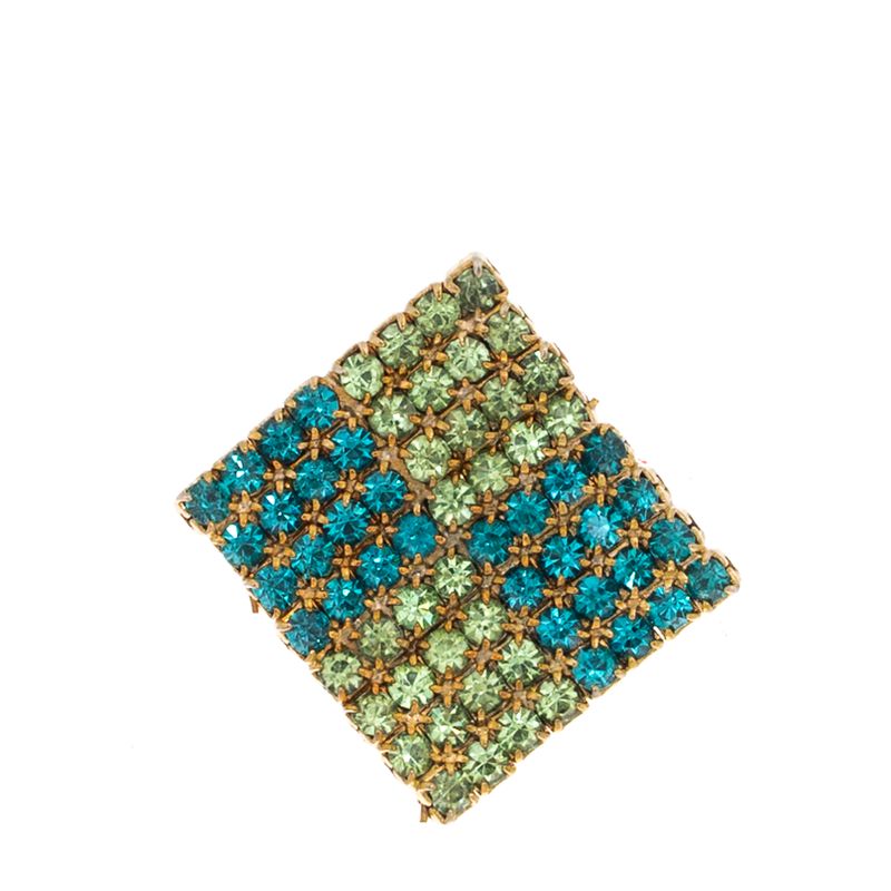 Broche-Quadrado-Cristais-Verdes