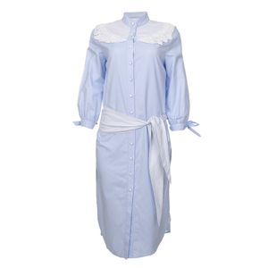 Vestido Martha Medeiros Renda Azul e Branco