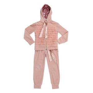 Conjunto Moletom Infantil Babados Rosa