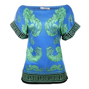 Blusa Versace Collection Estampa Verde e Azul