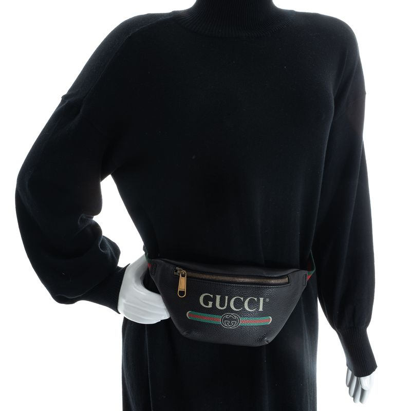 Pochete-Gucci-Logo-Couro-Preta