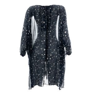 Kaftan Adriana Degreas Estrelas Seda Azul Marinho
