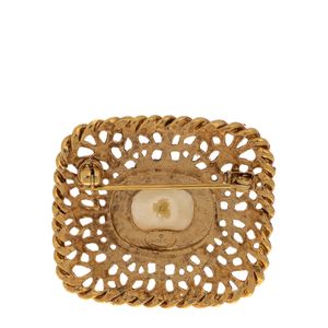 Broche Givenchy Desenhos Dourado e Pedra Perolada