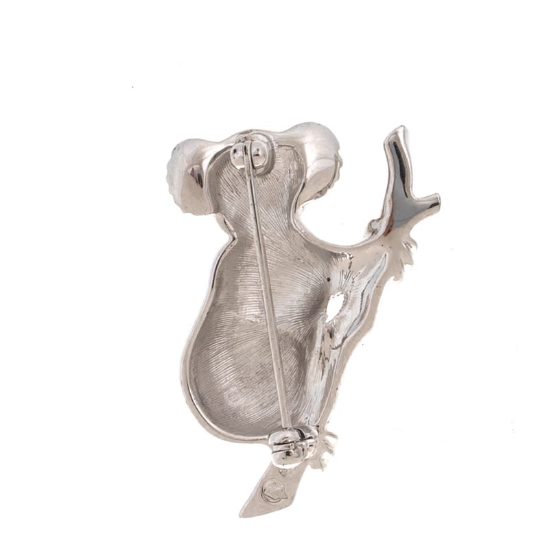 Broche-Swarovski-Coala-Prateado-com-Cristais