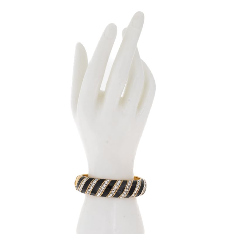 Bracelete-Swarovski-Dourado-e-Preto-com-Cristais
