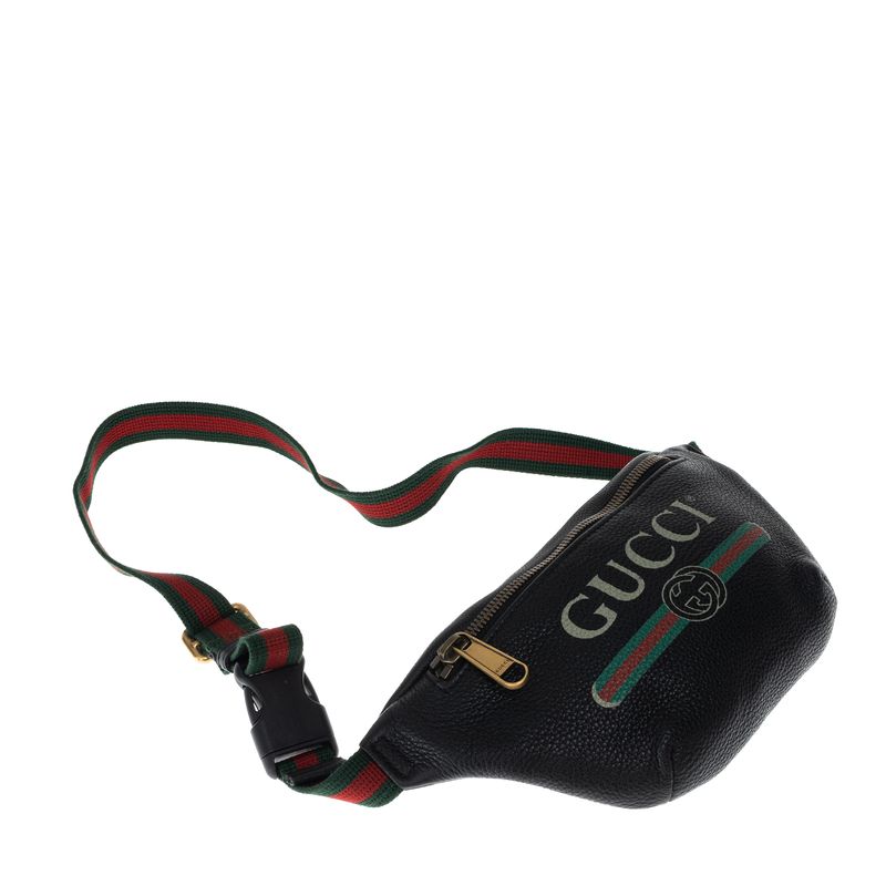 Pochete-Gucci-Logo-Couro-Preta