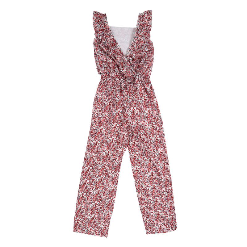 Macacao-Jacadi-Paris-Infantil-Floral-Vermelho