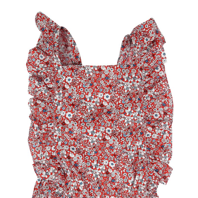 Macacao-Jacadi-Paris-Infantil-Floral-Vermelho