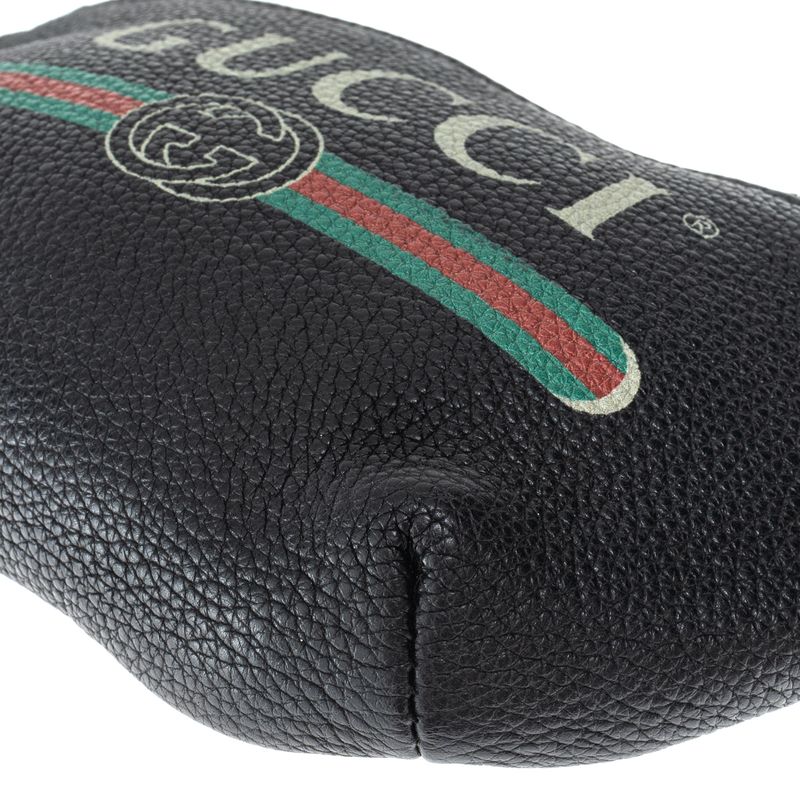 Pochete-Gucci-Logo-Couro-Preta