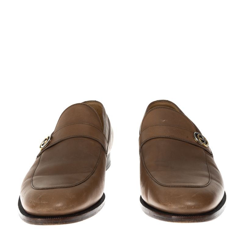 Mocassim-Gucci-GG-Interlocking-Couro-Caramelo