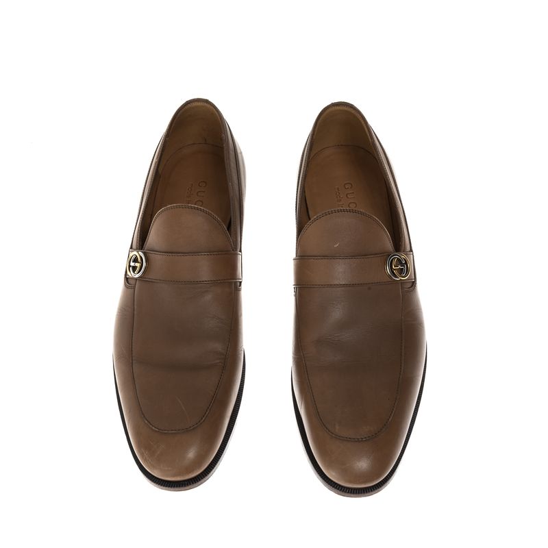 Mocassim-Gucci-GG-Interlocking-Couro-Caramelo