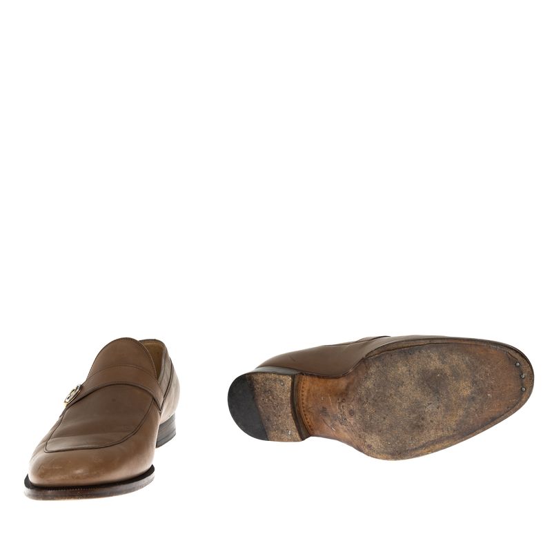 Mocassim-Gucci-GG-Interlocking-Couro-Caramelo