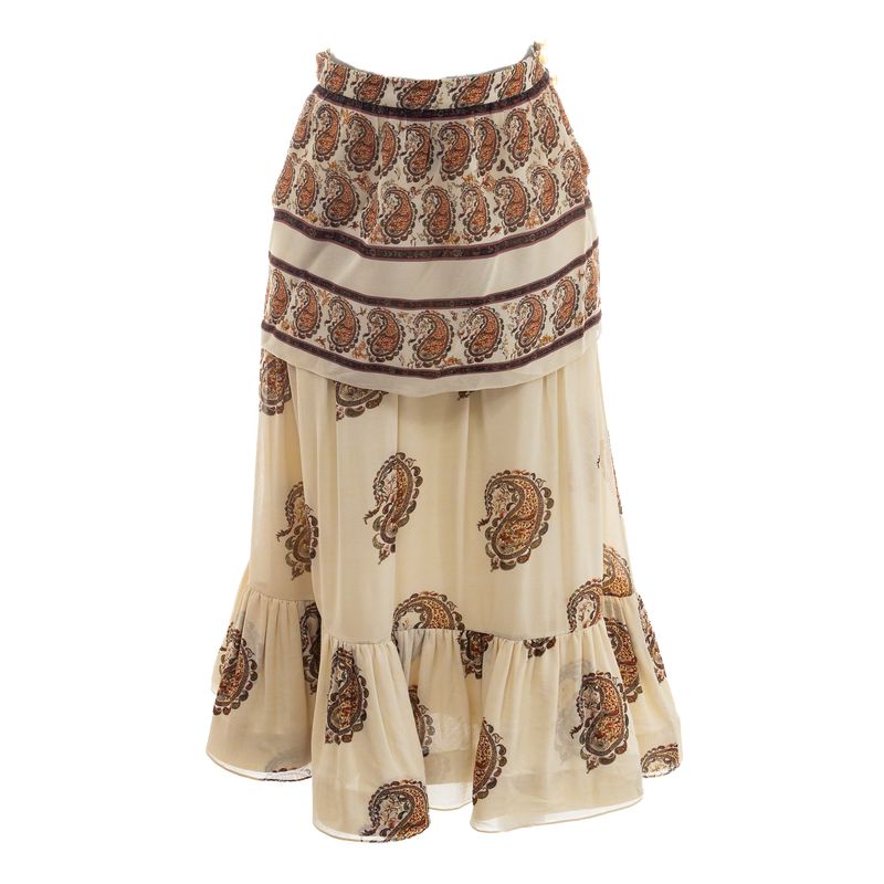 Saia-Cris-Barros-Midi-Paisley-Bege