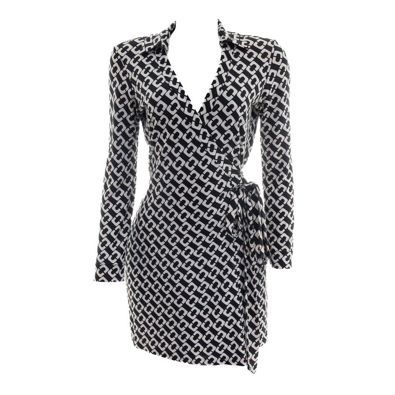 Vestido-Diane-von-Furstenberg-Estampado-Preto-e-Branco