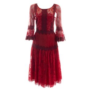 Vestido Marchesa Notte Midi Renda Vermelho