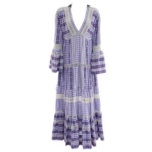 Vestido Dodo Bar Or Longo Xadrez Lilás