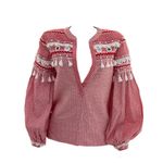 Blusa-Dodo-Bar-Or-Pompons-Algodao-Vermelho-e-Branco