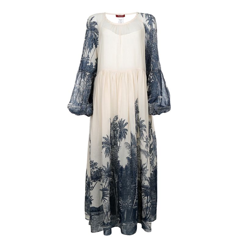 Vestido-Max-Mara-Estampado-Bege-e-Azul-