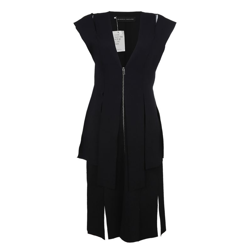 Vestido-Gloria-Coelho-Franjas-Preto-