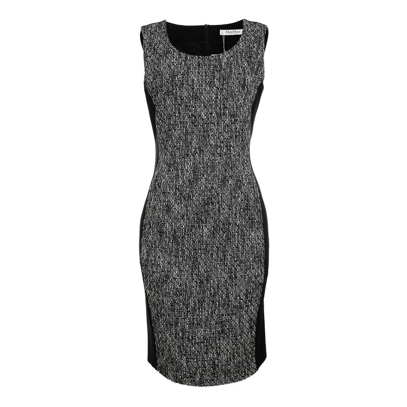 Vestido-Max-Mara-Tweed-Preto-e-Branco-