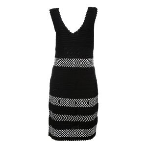 Vestido Carolina Herrera Tricô Preto e Branco