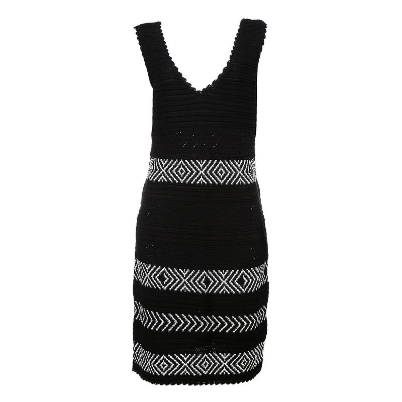 Vestido-Carolina-Herrera-Trico-Preto-e-Branco-