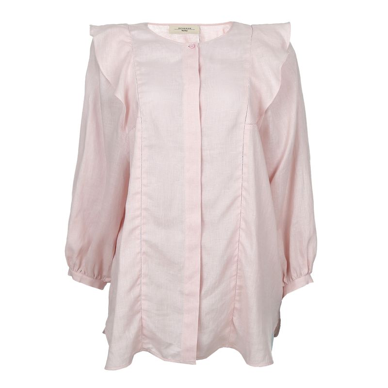 Camisa-Max-Mara-Linho-Babados-Rosa-