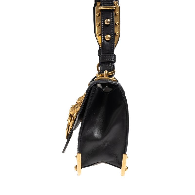 Bolsa-Prada-Cahier-Leao-Couro-Preto
