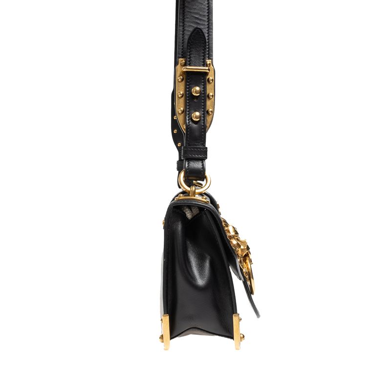 Bolsa-Prada-Cahier-Leao-Couro-Preto