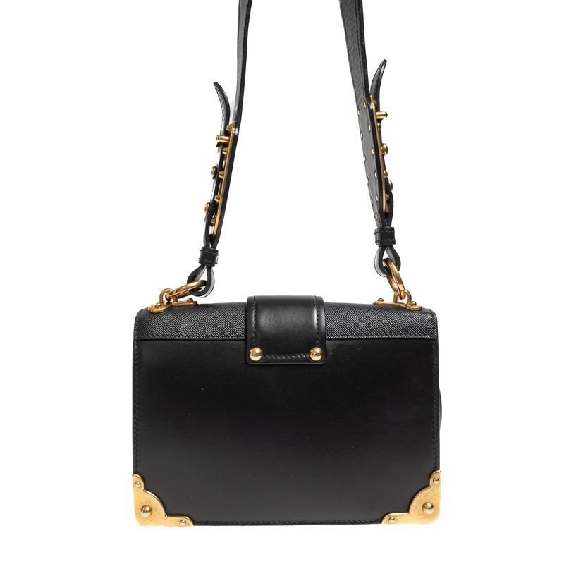 Bolsa-Prada-Cahier-Leao-Couro-Preto