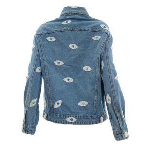 Jaqueta Isabela Capeto Jeans Bordada Olhos