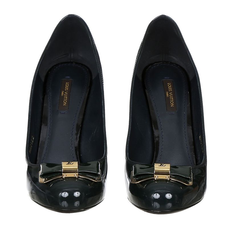 Pump-Louis-Vuitton-Verniz-Verde-e-Preto-