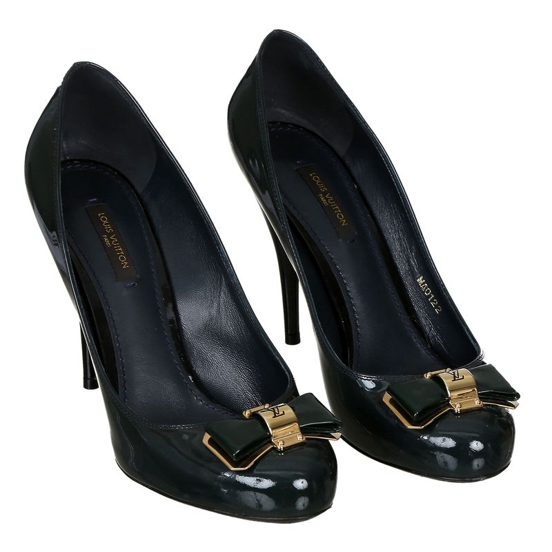 Pump-Louis-Vuitton-Verniz-Verde-e-Preto-