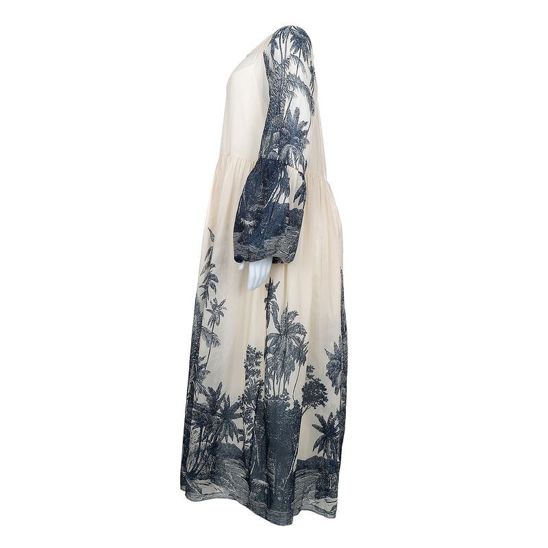 Vestido-Max-Mara-Estampado-Bege-e-Azul-