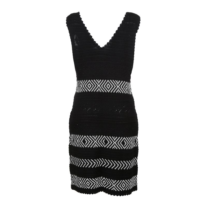 Vestido-Carolina-Herrera-Trico-Preto-e-Branco-