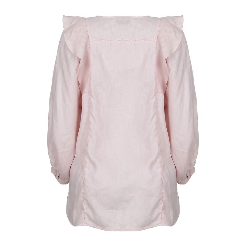 Camisa-Max-Mara-Linho-Babados-Rosa-