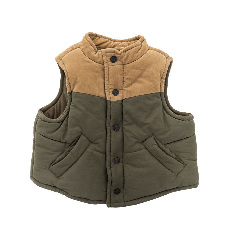 Colete-Janie-and-Jack-Infantil-Puffer-Verde-e-Bege