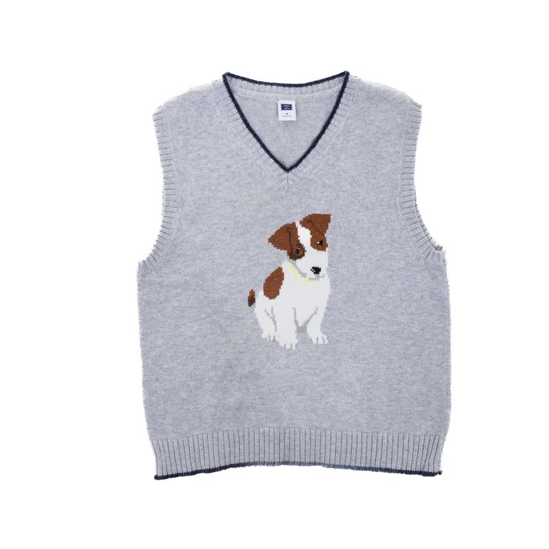 Colete-Janie-and-Jack-Infantil-Trico-Cachorro-Cinza