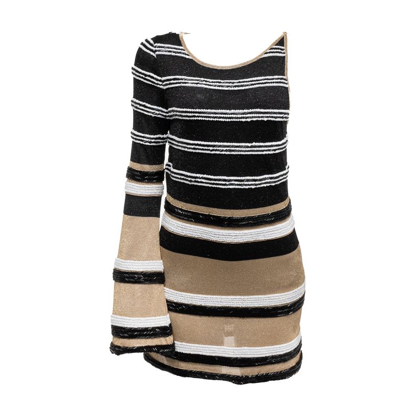 Vestido-NK-Trico-Bordado-Dourado-Preto-e-Branco