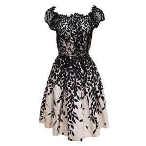 Vestido Blumarine Renda Estampado Preto e Creme