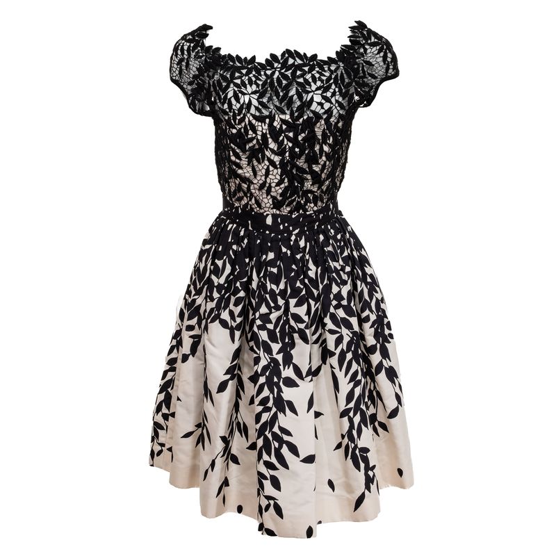 Vestido-Blumarine-Renda-Estampado-Preto-e-Creme