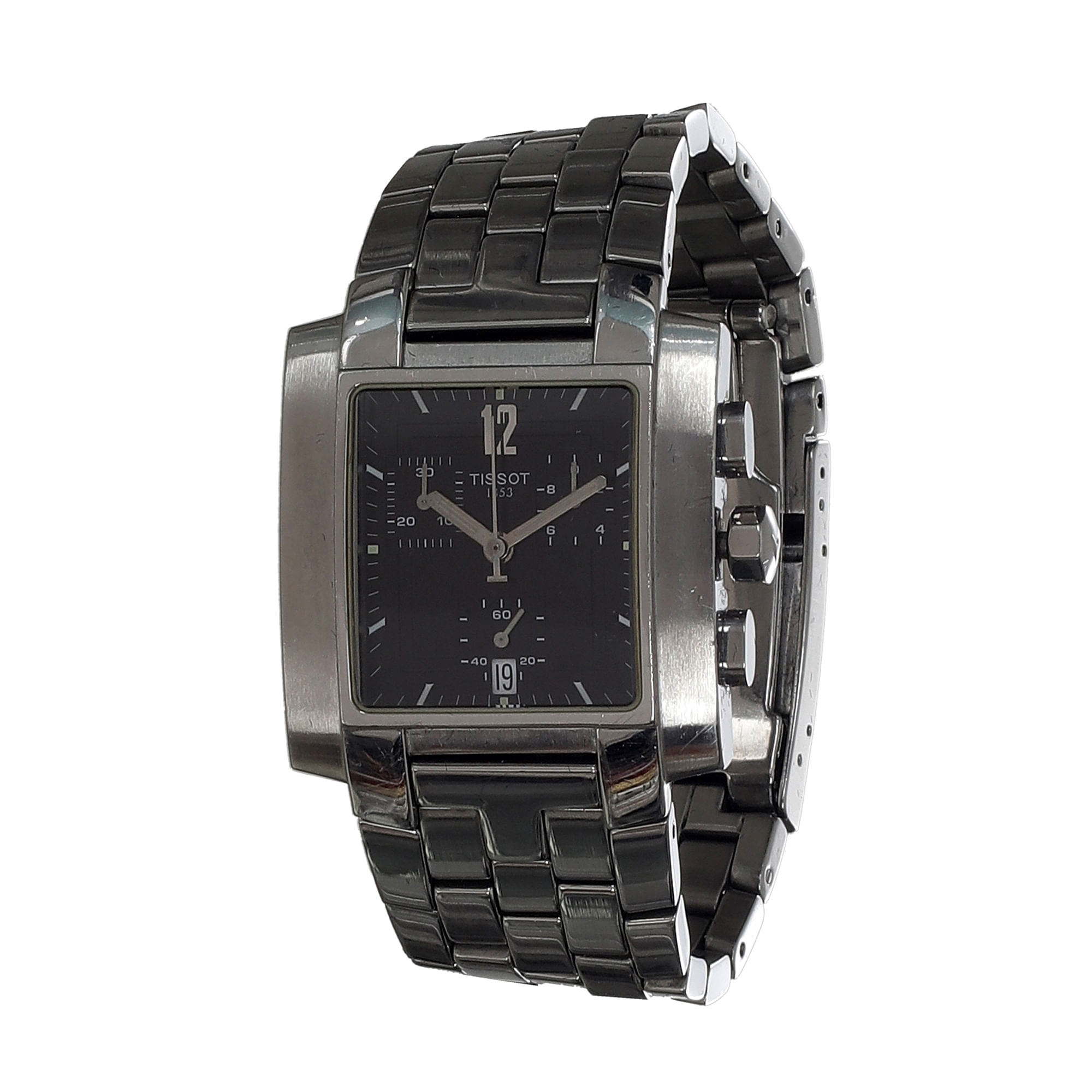 Rel gio Tissot L875 975K Preto A o Prateado