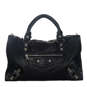 Bolsa Balenciaga Motocross Couro Preta